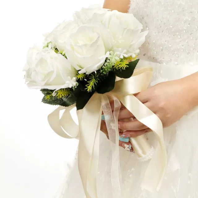 con nastro di raso di seta accessori matrimonio bouquet artificiale