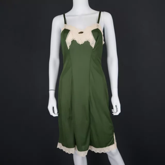 Vintage 70's Slip Dress lingerie negligee Lacy Green Unworn  SZ 10-12 (W1104)