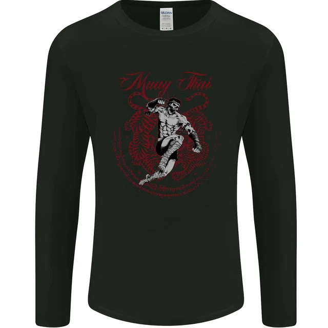 Muay Tailandese Tigre Warrior Mma Arti Marziali da Uomo Manica Lunga T-Shirt