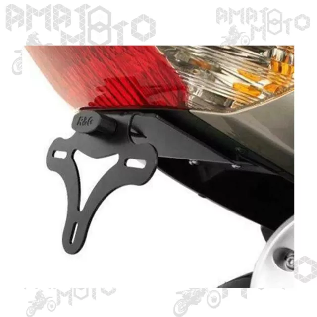 Porta Targa Portatarga Moto Nero Con Luce Targa R&G Per Yamaha T-Max 500 2010