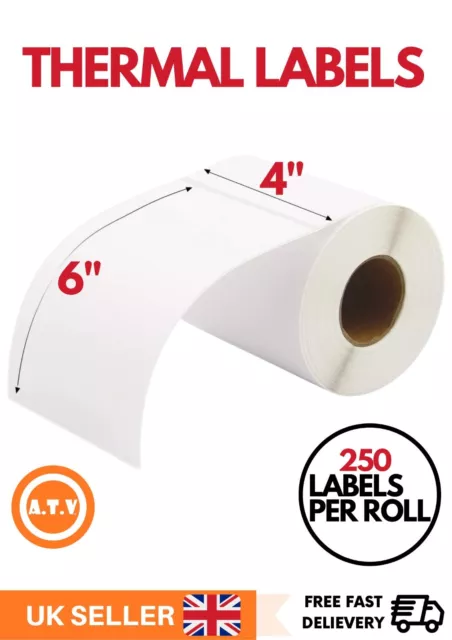 Thermal Printing Rolls 4x6 - 250 Labels Per Roll Single/Bundles Fast Shipping