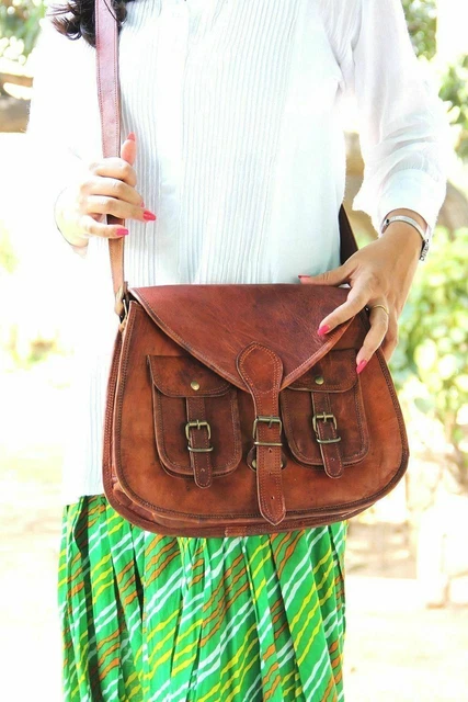 Neuf Vintage Femmes Véritable Sac à Main Bandoulière Cuir Satchel Messenger