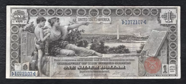 Fr. 224 1896 $1 One Dollar “Educational” Silver Certificate Note Very Fine+