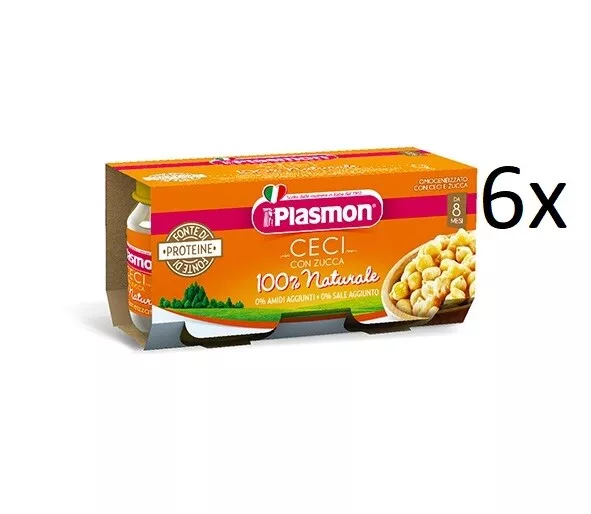 6x PLASMON Omogeneizzato Ceci homogenisiert Kichererbsen Babynahrung 2x80g