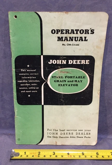John Deere Operator's Manual OM-C4-645 Steel Portable Grain And Hay Elevator