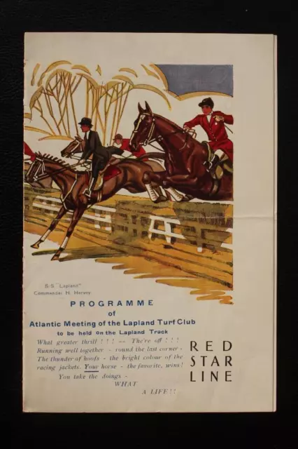 Red Star Line Ss Lapland Art Deco Programme Atlantic Turf Club Horse Racing