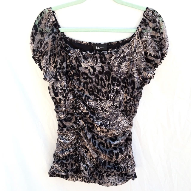 Y2K GRUNGE INDIE sleaze black/grey cheetah print scrunchy off the