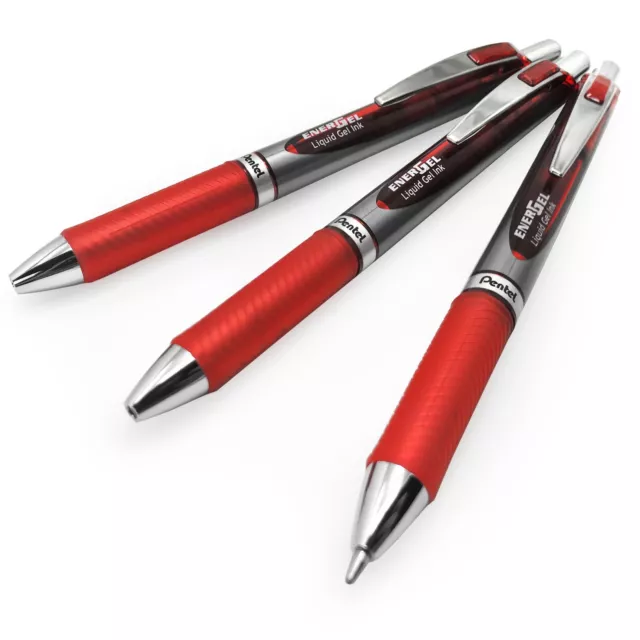 Pentel Energel BL80 Retractable Liquid Gel Ink Rollerball Pen- Red - 3 Pack