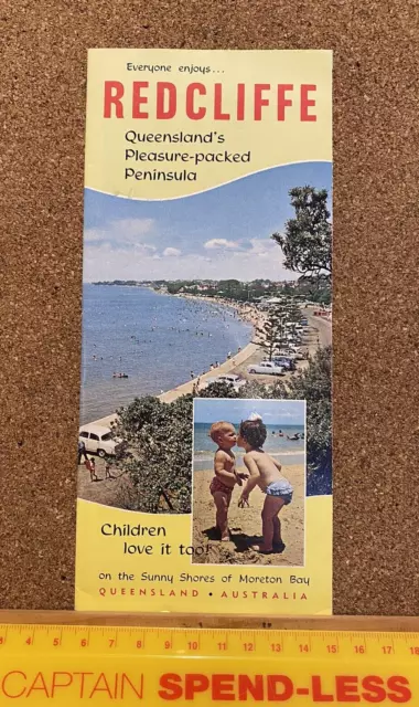 VINTAGE 1960s REDCLIFFE QLD PLEASURE PENINSULA TOURIST PHOTO BROCHURE & MAP EXC!