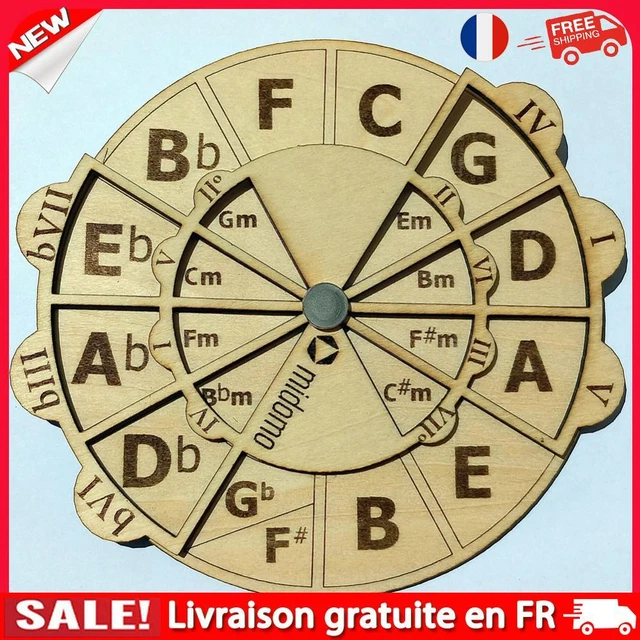 WOODEN MUSIC TOOLS Circle Round Circle of Fifths Wheel for Guitar Notes ...