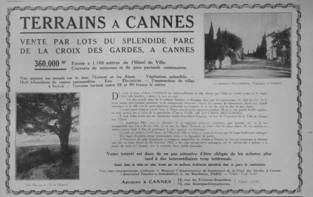 1926 Press Advertisement Canes Grounds Park Cross Esterrel
