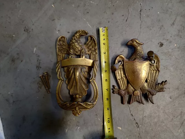 2 Door Knocker Antique Brass Cast Style Vintage Solid Victorian Bronze Eagle