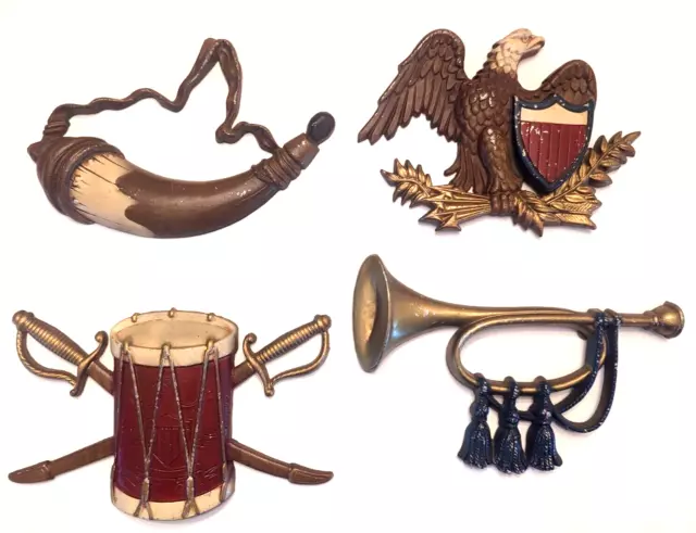 Sexton USA Cast Iron American Revolution Wall Set Eagle Drum Bugle Powder Horn