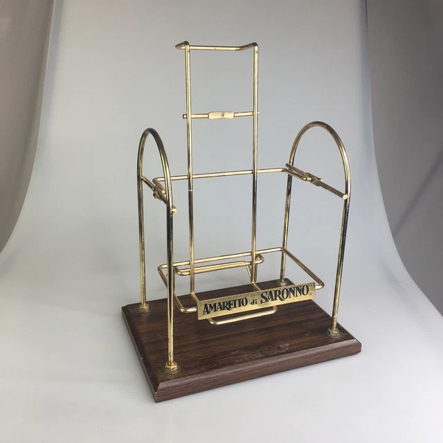 VTG Amaretto di Saronno Liquor Bottle Swinging Holder Cradle Pourer Caddy Bar