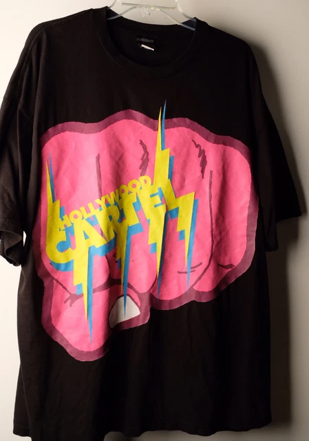 vtg hollywood cartel pink fist spellout logo Black XXL t shirt 2xl made in usa