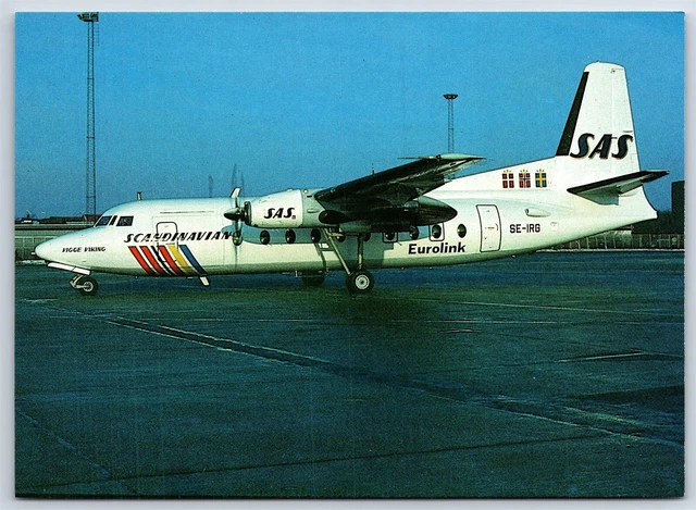 Airplane Postcard SAS Scandinavian Airlines Fokker F27 Friendship Copenhagen DJ5