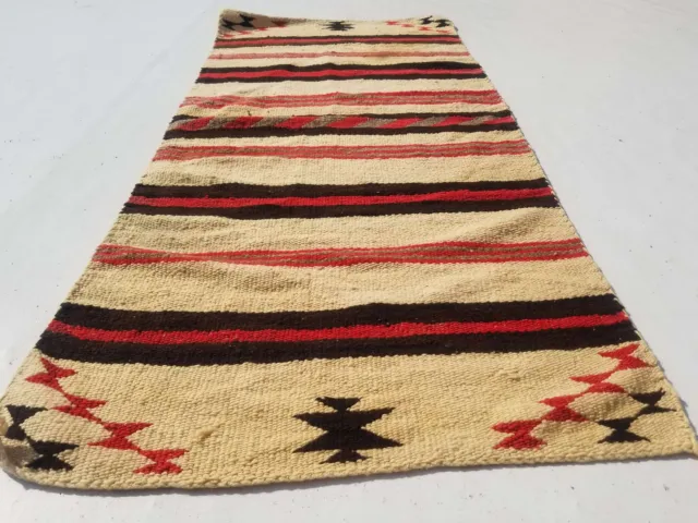 Antique Navajo Handwoven Native American Indian Rug Wool Blanket 146x64cm