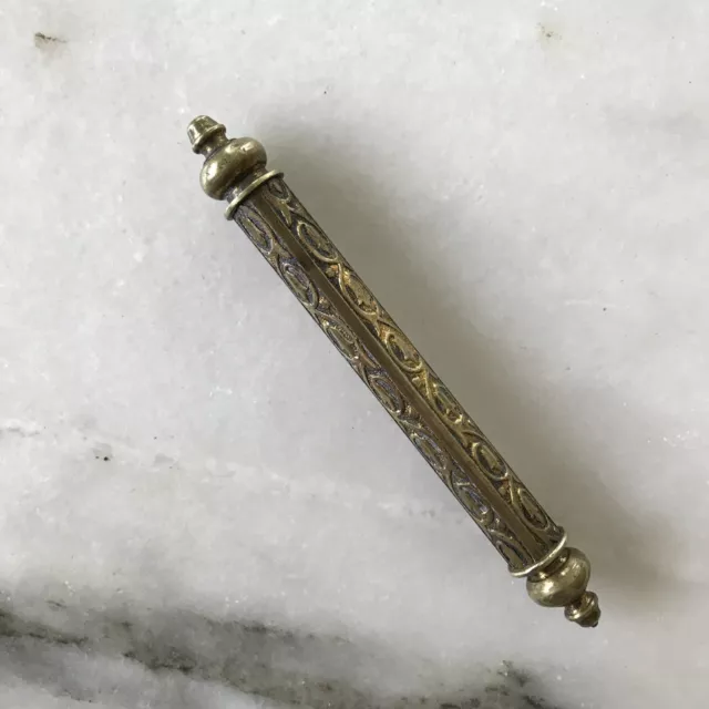 Antique Brass Needle Case c19th Century ENGLAND