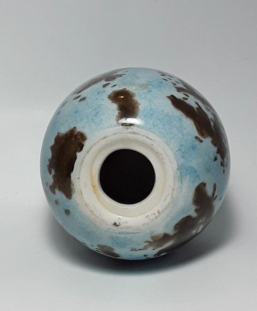 Ceramic Porcelain Speckled Egg Blue Brown Glazed Large 4.75" tall 4