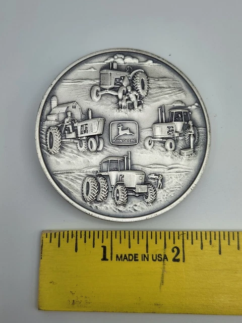 John Deere Tractor Belt Buckle .999 Silver Plated 1982 Deere & Company Logo