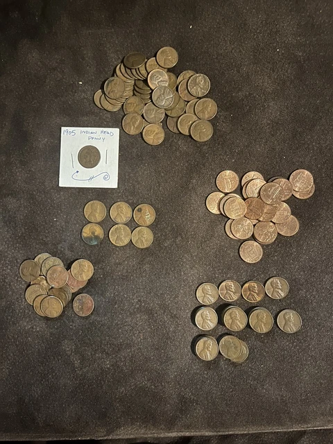 Mixed LOT of 121 Pennies - 1905 indian Head (44) Mixed 1940-50s 1919, 37 & More!