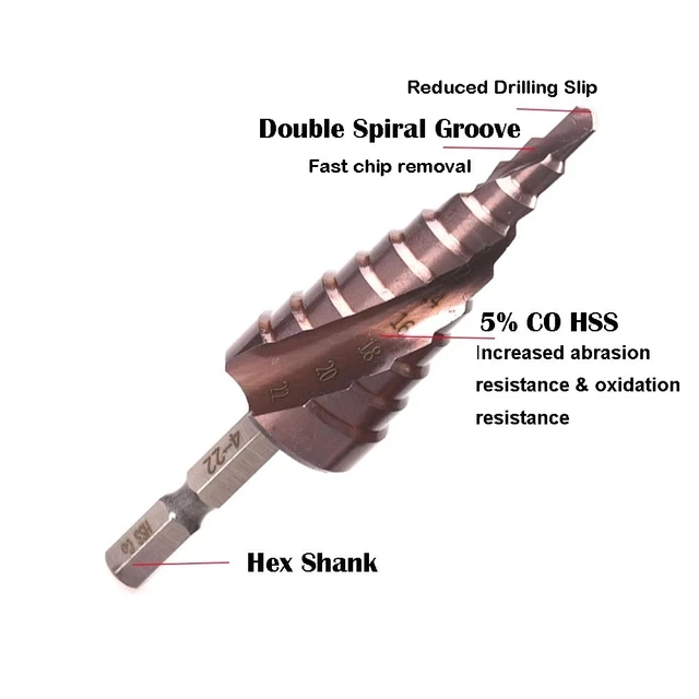 M35 5% Cobalt-Step-Drill-Bit 3-12 4-22 6-24 Hss-Co HSS Cone Metal-Drill-Bit 3