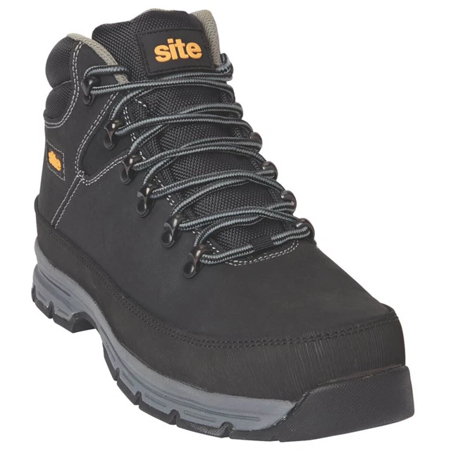 SITE SAFETY BOOTS Unisex Black Standard Fit Leather Steel Toe Cap Size Site safety boots unisex black standard fit leather steel toe cap size