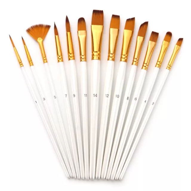 13pcs Nylon Hair Handle Watercolor Paint Brush Pen Oil Acrylic Painting
