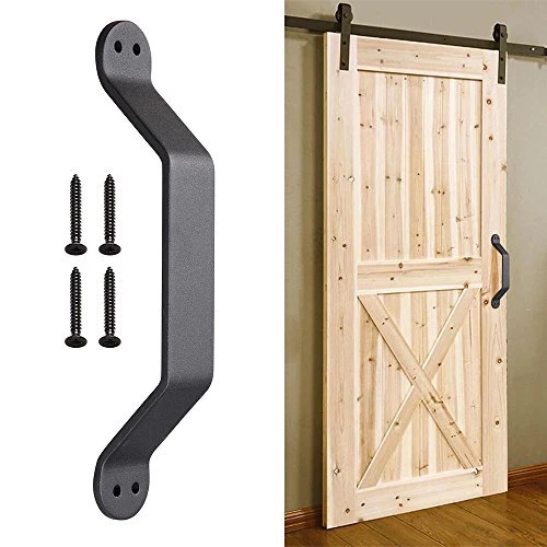 Barn Handle Heavy Duty Cast Iron Pull Gate Shed Garage Cabinet, Matte Black