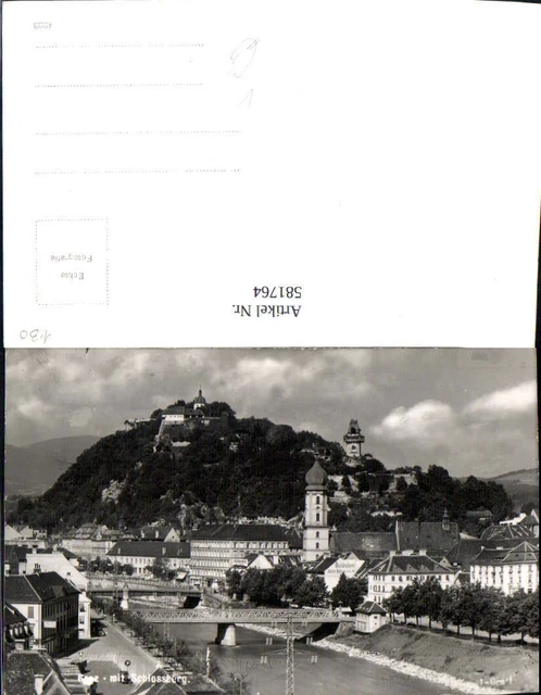 581764,Foto Ak Graz m. Schloßberg Brücken pub Gratl 1