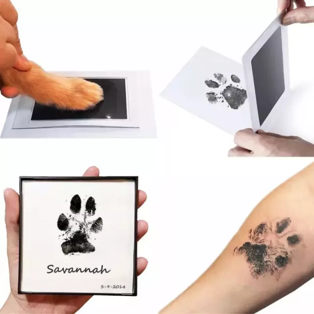 Baby Kid Pet Handprint Footprint Ink Pad Touch Paw Print Kit Inkless Black UK