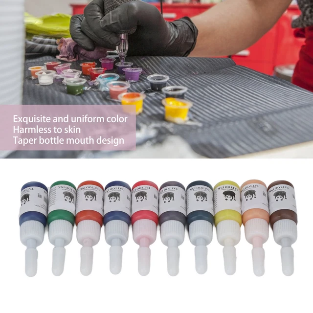 10 pz inchiostro per tatuaggi 10 colori 5 ml per bottiglia cassaforte stabile colore vivido innocuo T GF0