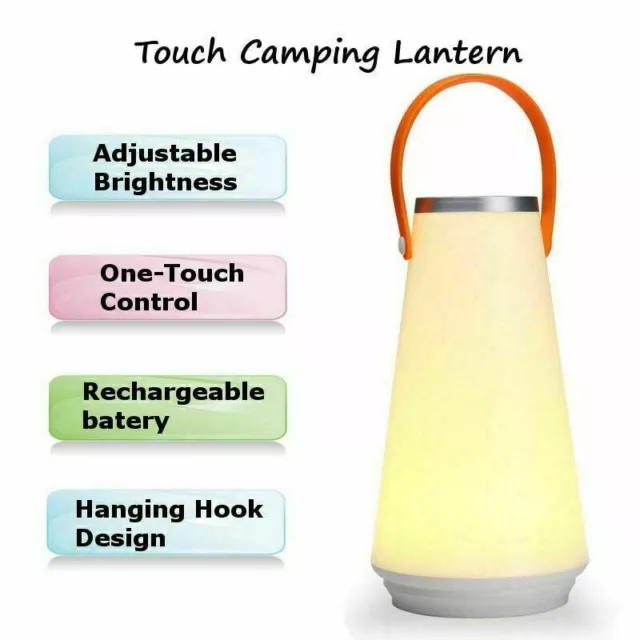 Rechargeable LED Night Light USB Touch Dimmable Lamp Hiking Camping Tent Lantern
