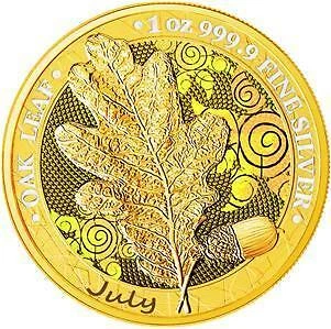 Germania 2019 5 Mark Oak Leaf - 12 Months Series - July 1 Oz silber Münze