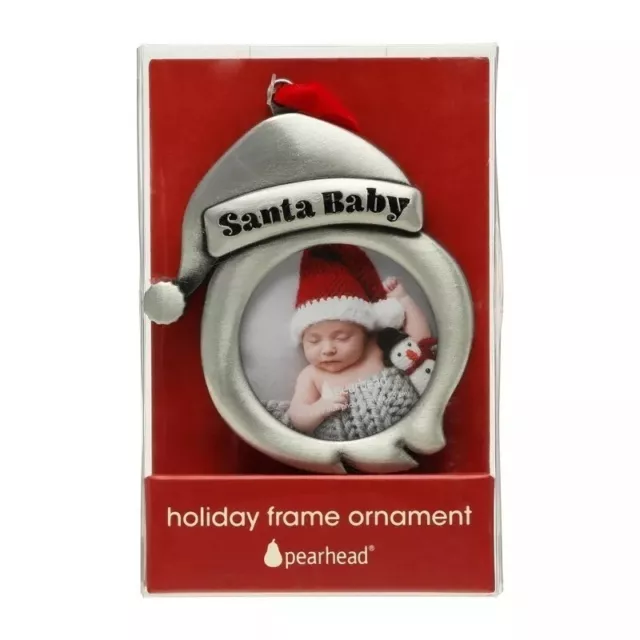 Pearhead Holiday Santa Baby Frame Silver Ornament Keepsake First Christmas