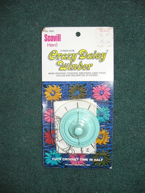 Vintage Scovill Hero 2" CRAZY DAISY WINDER in Original Pack made in USA Vintage Scovill Hero 2" CRAZY DAISY WINDER in Original Pack made in USA