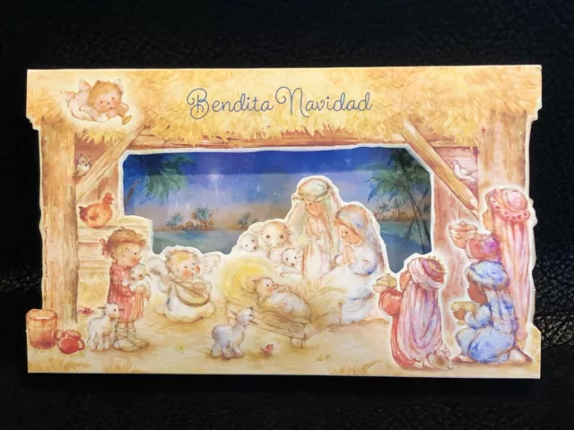 Vintage Mary Hamilton Christmas Card Rare Pop Up Design Spanish Nativity Unused