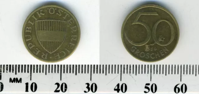 Austria 1959 - 50 Groschen Aluminum-Bronze Coin - Austrian shield