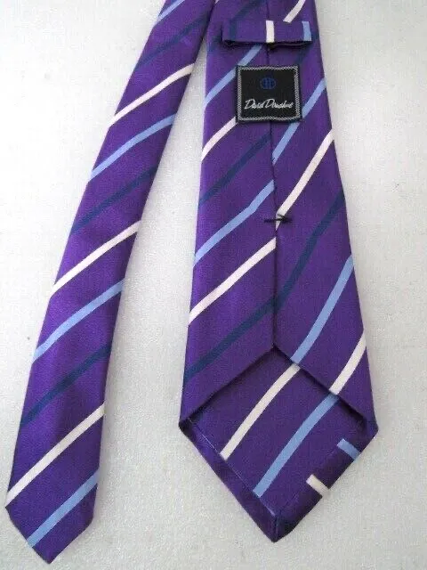 David Donahue Purple Skinny Stripe Silk Tie