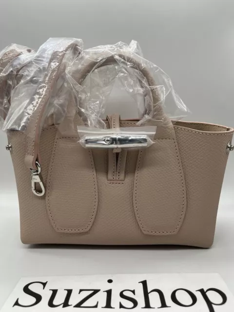 Longchamp XS Roseau Leather top handle bag color powder