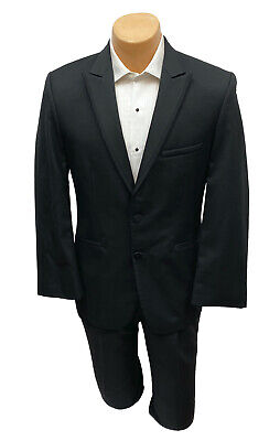 Boys Jean Yves Black Tuxedo Suit Jacket Peak Lapels Wedding Ring Bearer Size 4
