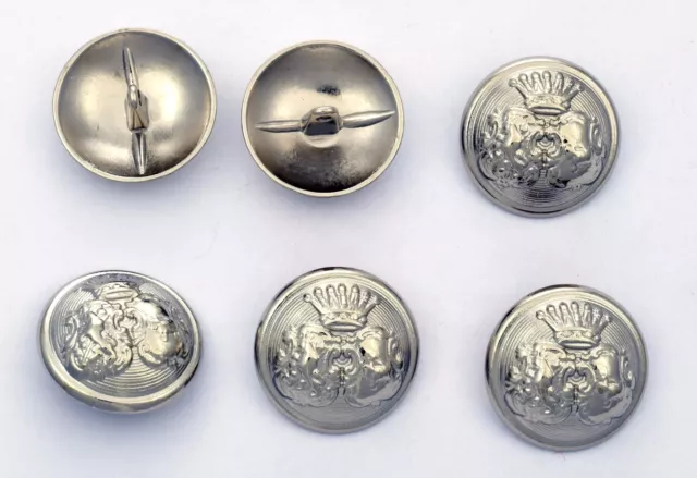 6 bottoni in metallo - STEMMA ARALDICO CON CORONA - heraldry crown buttons