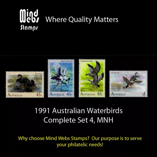 Australian Decimal Stamps 1991 Waterbirds of Australia, Complete Set 4, MNH