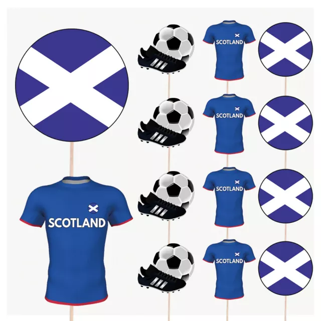 Scotland Football Cupcake Cake & Food Toppers Picks Party Decorations Euro 14PK