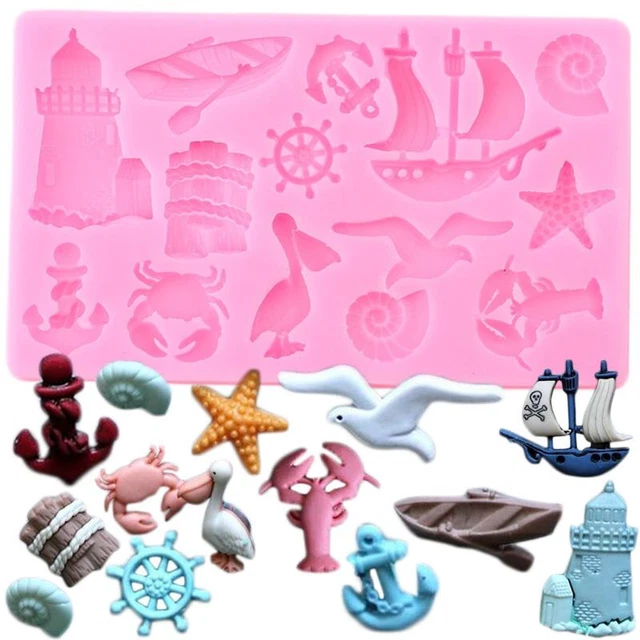 Bird Sailboat Anchors Silicone Molds Cupcake Topper Fondant Cake Decor Tools