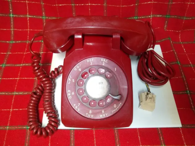 Vintage Bell System Western Electric Rotary Dial Desk Phone W/ Both Red Cords