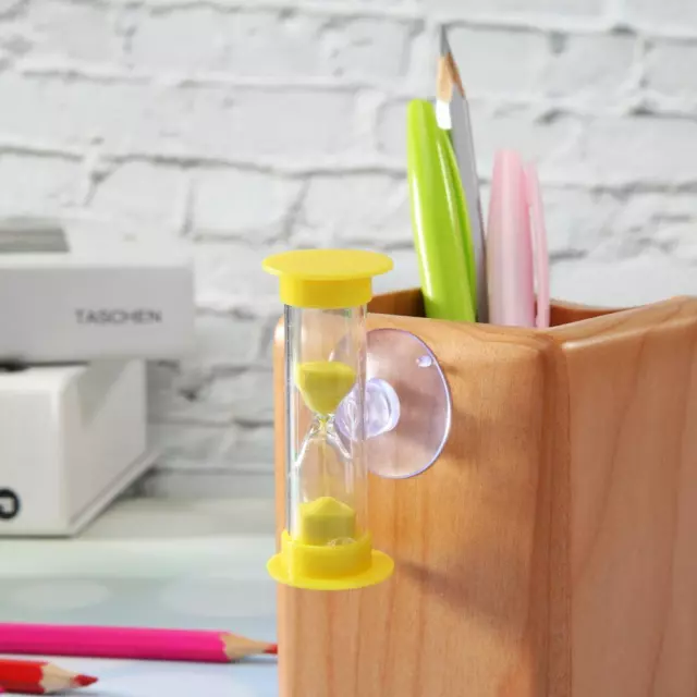 2 minutos relojes de arena temporizador de cepillado de dientes para niños con ventosa decoración del hogar (amarillo)
