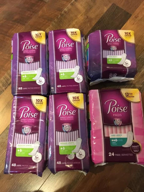 Lot Of 5 Poise Daily Liners + 1 Poise Pads (214 Total)