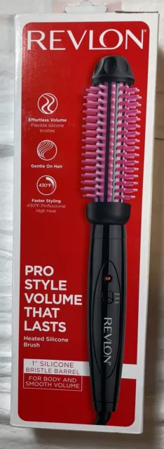 Revlon Pro Collection Heated Silicone Bristle Curl Brush Black - 1" Barrel