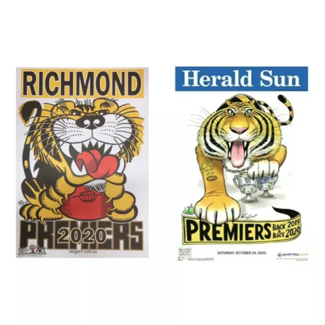 2020 Richmond Tigers Wegart And Knight WEG Premiership Posters